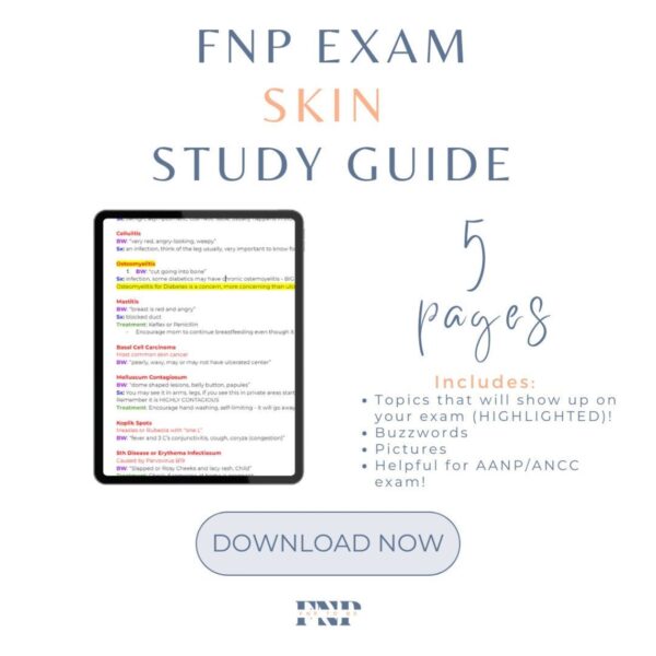 Skin Study Guide FNP AANP ANCC exam, Passed 2023 Exam (5 Pages)