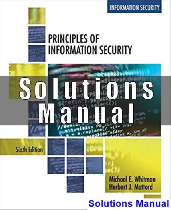 Solutions Manual for Principles of Information Security 6th Edition Whitman