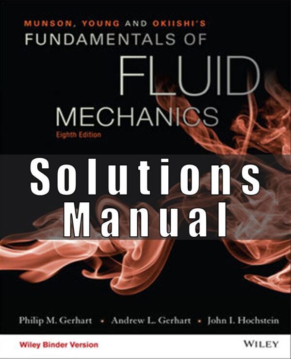 Solution Manual for Munson, Young and Okiishi’s Fundamentals of Fluid Mechanics, 8th Edition, by Philip M. Gerhart