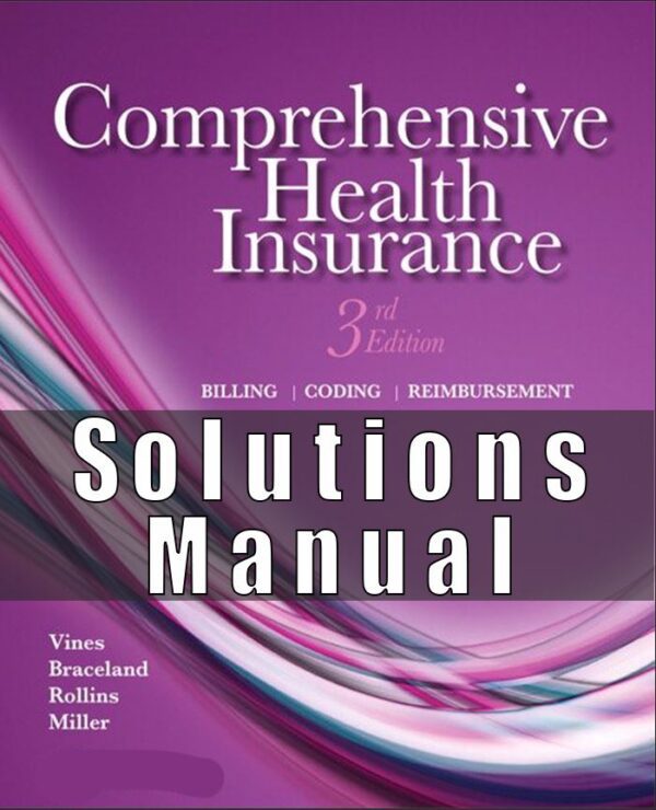 Solution Manual for Comprehensive Health Insurance Billing, Coding, and Reimbursement, 3rd Edition, Deborah Vines, Ann Braceland, Elizabeth Rollins, Susan Miller